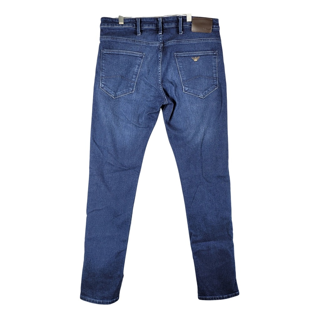 Armani Jeans Slim Fit Women 34 Blue Stretch Denim J06 5D5HZ Eagle Logo